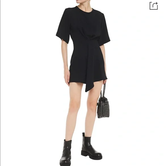 knee length dresses for ladies IRO Draped Chiffon Minidress Black main image 0